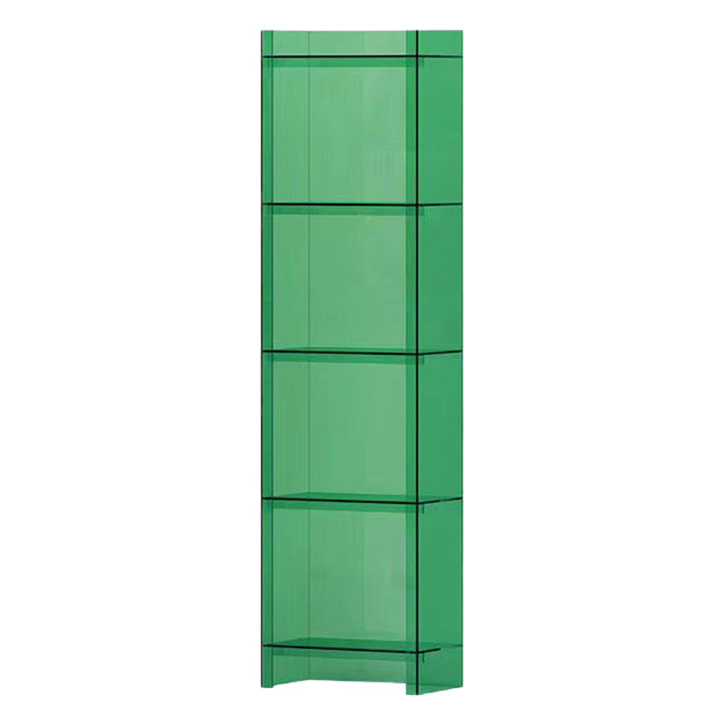 10"W Bookshelf Acrylic Glam Style Closed Back Bookcase for Office and Study Room 15.7"L x 9.8"W x 59.8"H Green Clearhalo 'Bookcases' 'furn' 'furn_bookcases' 'Furniture' 'furniture_bookcases' 'kitchen' 'kitchen_bookcases' 'Living Room Furniture' 'Office Furniture' 4804071