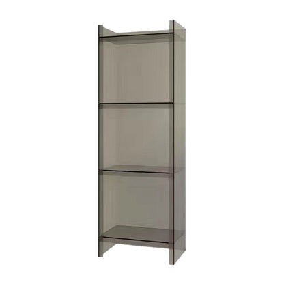 10"W Bookshelf Acrylic Glam Style Closed Back Bookcase for Office and Study Room 15.7"L x 9.8"W x 46.5"H Grey Clearhalo 'Bookcases' 'furn' 'furn_bookcases' 'Furniture' 'furniture_bookcases' 'kitchen' 'kitchen_bookcases' 'Living Room Furniture' 'Office Furniture' 4804072