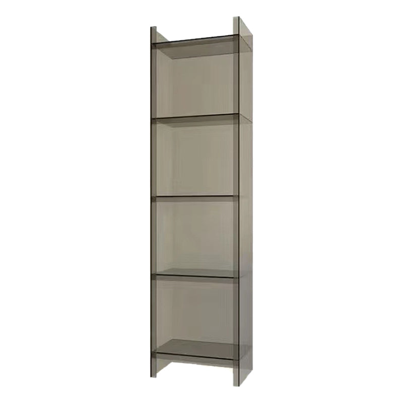 10"W Bookshelf Acrylic Glam Style Closed Back Bookcase for Office and Study Room 15.7"L x 9.8"W x 59.8"H Grey Clearhalo 'Bookcases' 'furn' 'furn_bookcases' 'Furniture' 'furniture_bookcases' 'kitchen' 'kitchen_bookcases' 'Living Room Furniture' 'Office Furniture' 4804075