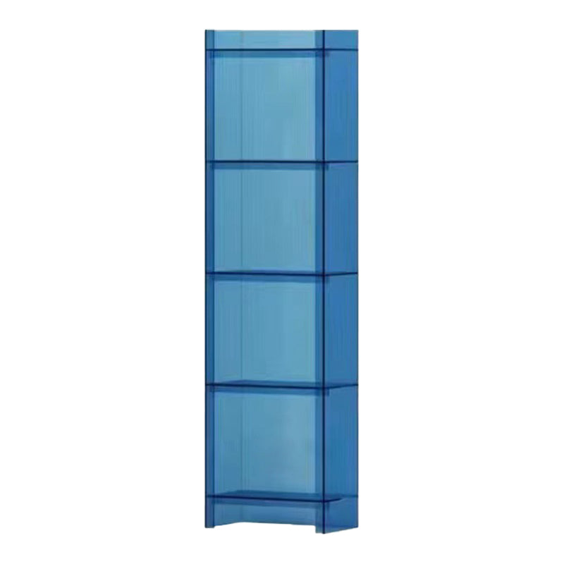 10"W Bookshelf Acrylic Glam Style Closed Back Bookcase for Office and Study Room 15.7"L x 9.8"W x 59.8"H Blue Clearhalo 'Bookcases' 'furn' 'furn_bookcases' 'Furniture' 'furniture_bookcases' 'kitchen' 'kitchen_bookcases' 'Living Room Furniture' 'Office Furniture' 4804078