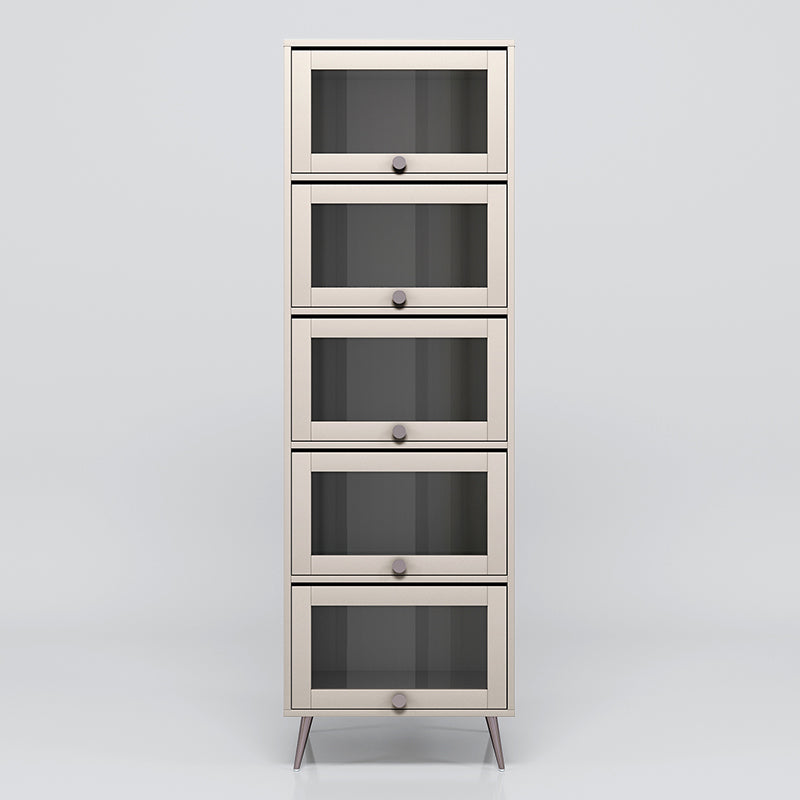 Manufactured Wood Glam Standard Bookcase Vertical Bookcase with Glass Doors 23.6"L x 11.8"W x 83.4"H Champagne Clearhalo 'Bookcases' 'furn' 'furn_bookcases' 'Furniture' 'furniture_bookcases' 'kitchen' 'kitchen_bookcases' 'Living Room Furniture' 'Office Furniture' 4804087