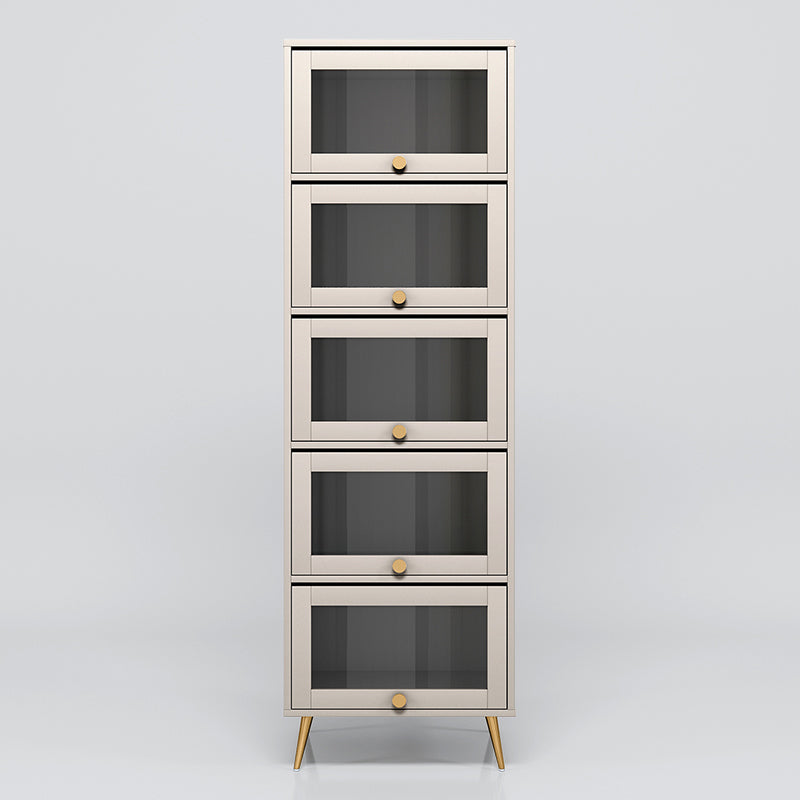 Manufactured Wood Glam Standard Bookcase Vertical Bookcase with Glass Doors 23.6"L x 11.8"W x 83.4"H Gold Clearhalo 'Bookcases' 'furn' 'furn_bookcases' 'Furniture' 'furniture_bookcases' 'kitchen' 'kitchen_bookcases' 'Living Room Furniture' 'Office Furniture' 4804093