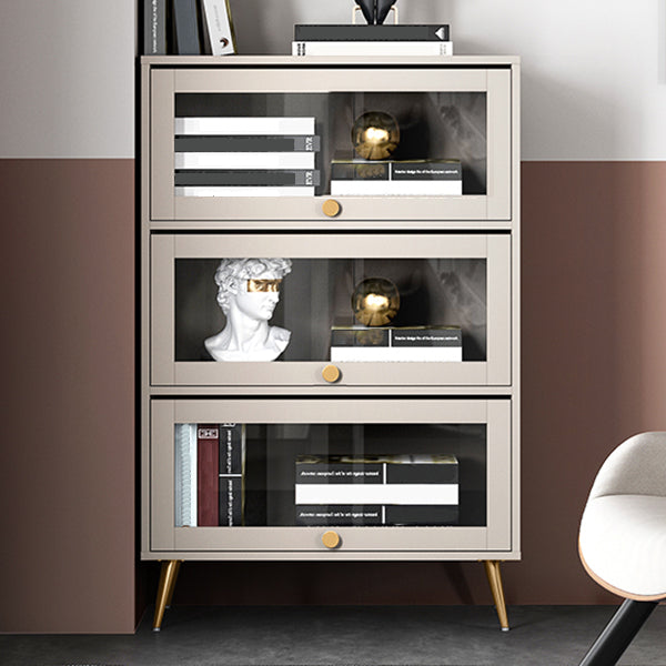Manufactured Wood Glam Standard Bookcase Vertical Bookcase with Glass Doors 31.5"L x 11.8"W x 52.7"H Gold Clearhalo 'Bookcases' 'furn' 'furn_bookcases' 'Furniture' 'furniture_bookcases' 'kitchen' 'kitchen_bookcases' 'Living Room Furniture' 'Office Furniture' 4804094