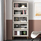 Manufactured Wood Glam Standard Bookcase Vertical Bookcase with Glass Doors 31.5"L x 11.8"W x 83.4"H Gold Clearhalo 'Bookcases' 'furn' 'furn_bookcases' 'Furniture' 'furniture_bookcases' 'kitchen' 'kitchen_bookcases' 'Living Room Furniture' 'Office Furniture' 4804098