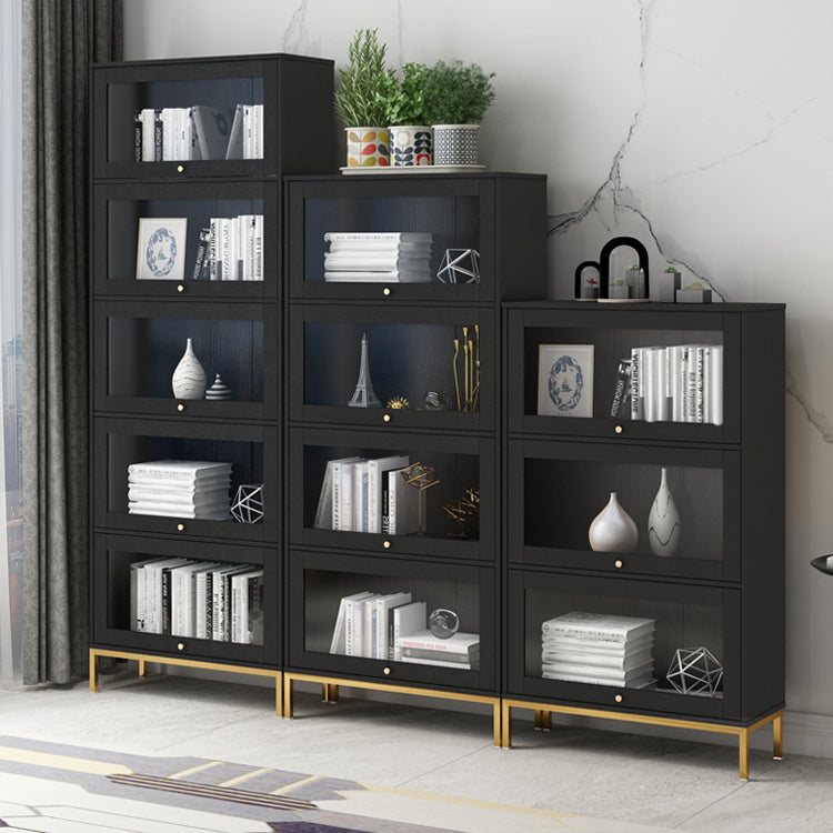 Glam Vertical Standard Bookcase Manufactured Wood Bookcase with Glass Doors Clearhalo 'Bookcases' 'Furniture' 'furniture_bookcases' 'kitchen' 'kitchen_bookcases' 'Living Room Furniture' 'Office Furniture' 4804108