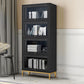 Glam Vertical Standard Bookcase Manufactured Wood Bookcase with Glass Doors Black Clearhalo 'Bookcases' 'Furniture' 'furniture_bookcases' 'kitchen' 'kitchen_bookcases' 'Living Room Furniture' 'Office Furniture' 4804110