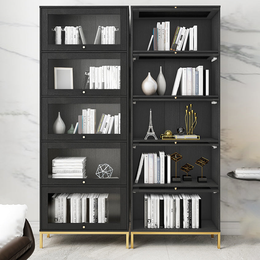 Glam Vertical Standard Bookcase Manufactured Wood Bookcase with Glass Doors Clearhalo 'Bookcases' 'Furniture' 'furniture_bookcases' 'kitchen' 'kitchen_bookcases' 'Living Room Furniture' 'Office Furniture' 4804111