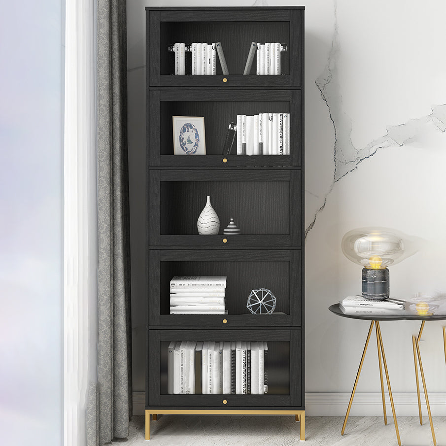 Glam Vertical Standard Bookcase Manufactured Wood Bookcase with Glass Doors Clearhalo 'Bookcases' 'Furniture' 'furniture_bookcases' 'kitchen' 'kitchen_bookcases' 'Living Room Furniture' 'Office Furniture' 4804113