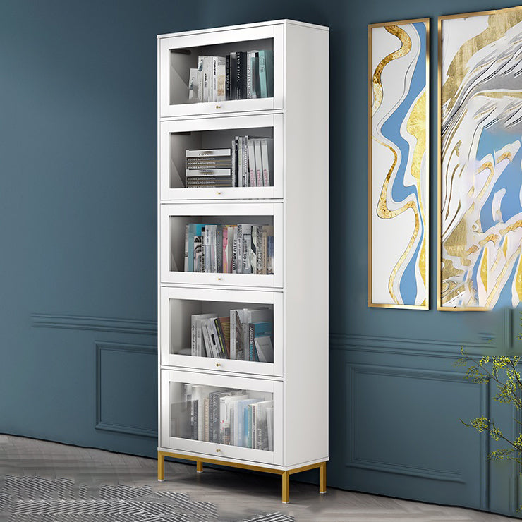 Glam Vertical Standard Bookcase Manufactured Wood Bookcase with Glass Doors White Clearhalo 'Bookcases' 'Furniture' 'furniture_bookcases' 'kitchen' 'kitchen_bookcases' 'Living Room Furniture' 'Office Furniture' 4804114