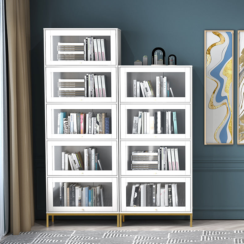 Glam Vertical Standard Bookcase Manufactured Wood Bookcase with Glass Doors Clearhalo 'Bookcases' 'Furniture' 'furniture_bookcases' 'kitchen' 'kitchen_bookcases' 'Living Room Furniture' 'Office Furniture' 4804115