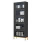 Glam Vertical Standard Bookcase Manufactured Wood Bookcase with Glass Doors Black Clearhalo 'Bookcases' 'Furniture' 'furniture_bookcases' 'kitchen' 'kitchen_bookcases' 'Living Room Furniture' 'Office Furniture' 4804116