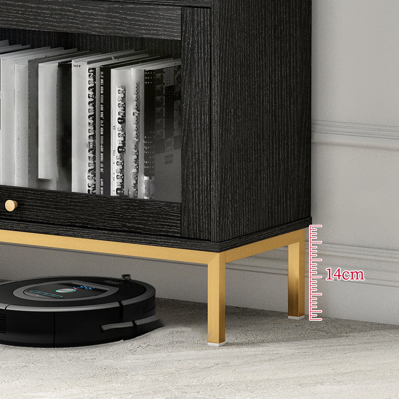 Glam Vertical Standard Bookcase Manufactured Wood Bookcase with Glass Doors Clearhalo 'Bookcases' 'Furniture' 'furniture_bookcases' 'kitchen' 'kitchen_bookcases' 'Living Room Furniture' 'Office Furniture' 4804118