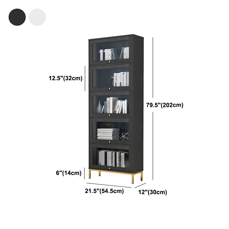 Glam Vertical Standard Bookcase Manufactured Wood Bookcase with Glass Doors Clearhalo 'Bookcases' 'Furniture' 'furniture_bookcases' 'kitchen' 'kitchen_bookcases' 'Living Room Furniture' 'Office Furniture' 4804122