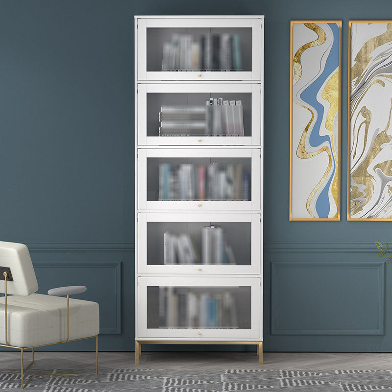 Glam Closed Back Standard Bookcase Manufactured Wood Bookcase with Glass Doors Clearhalo 'Bookcases' 'furn' 'furn_bookcases' 'Furniture' 'furniture_bookcases' 'kitchen' 'kitchen_bookcases' 'Living Room Furniture' 'Office Furniture' 4804127