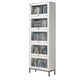 Glam Closed Back Standard Bookcase Manufactured Wood Bookcase with Glass Doors 29.4"L x 11.8"W x 79.5"H White-Black Clearhalo 'Bookcases' 'furn' 'furn_bookcases' 'Furniture' 'furniture_bookcases' 'kitchen' 'kitchen_bookcases' 'Living Room Furniture' 'Office Furniture' 4804128