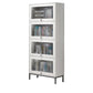 Glam Closed Back Standard Bookcase Manufactured Wood Bookcase with Glass Doors 29.4"L x 11.8"W x 64.8"H White-Black Clearhalo 'Bookcases' 'furn' 'furn_bookcases' 'Furniture' 'furniture_bookcases' 'kitchen' 'kitchen_bookcases' 'Living Room Furniture' 'Office Furniture' 4804130