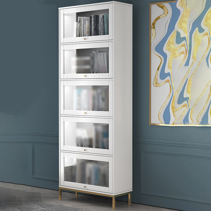 Glam Closed Back Standard Bookcase Manufactured Wood Bookcase with Glass Doors Clearhalo 'Bookcases' 'furn' 'furn_bookcases' 'Furniture' 'furniture_bookcases' 'kitchen' 'kitchen_bookcases' 'Living Room Furniture' 'Office Furniture' 4804132