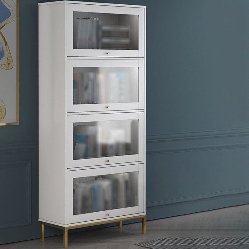 Glam Closed Back Standard Bookcase Manufactured Wood Bookcase with Glass Doors Clearhalo 'Bookcases' 'furn' 'furn_bookcases' 'Furniture' 'furniture_bookcases' 'kitchen' 'kitchen_bookcases' 'Living Room Furniture' 'Office Furniture' 4804134