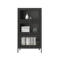 Glam Closed Back Standard Bookcase Manufactured Wood Bookcase with Glass Doors 21.5"L x 11.8"W x 50.2"H Black Clearhalo 'Bookcases' 'furn' 'furn_bookcases' 'Furniture' 'furniture_bookcases' 'kitchen' 'kitchen_bookcases' 'Living Room Furniture' 'Office Furniture' 4804135