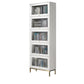 Glam Closed Back Standard Bookcase Manufactured Wood Bookcase with Glass Doors 29.4"L x 11.8"W x 79.5"H White-Gold Clearhalo 'Bookcases' 'furn' 'furn_bookcases' 'Furniture' 'furniture_bookcases' 'kitchen' 'kitchen_bookcases' 'Living Room Furniture' 'Office Furniture' 4804137