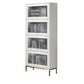 Glam Closed Back Standard Bookcase Manufactured Wood Bookcase with Glass Doors 29.4"L x 11.8"W x 64.8"H White-Gold Clearhalo 'Bookcases' 'furn' 'furn_bookcases' 'Furniture' 'furniture_bookcases' 'kitchen' 'kitchen_bookcases' 'Living Room Furniture' 'Office Furniture' 4804139