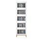 Glam Closed Back Standard Bookcase Manufactured Wood Bookcase with Glass Doors 21.5"L x 11.8"W x 79.5"H White-Gold Clearhalo 'Bookcases' 'furn' 'furn_bookcases' 'Furniture' 'furniture_bookcases' 'kitchen' 'kitchen_bookcases' 'Living Room Furniture' 'Office Furniture' 4804144