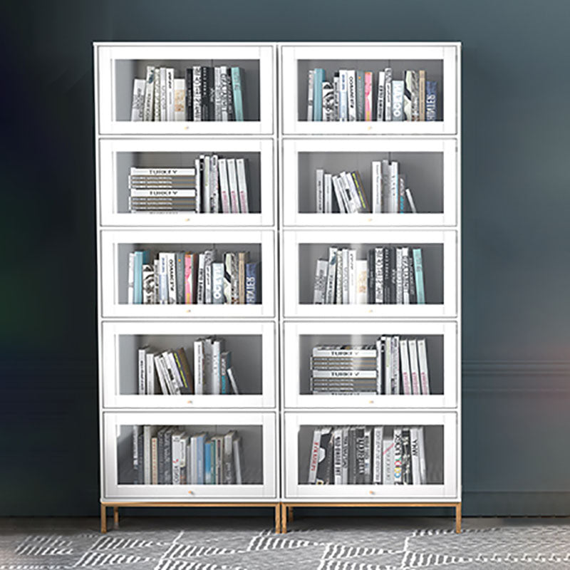 Glam Closed Back Standard Bookcase Manufactured Wood Bookcase with Glass Doors Clearhalo 'Bookcases' 'furn' 'furn_bookcases' 'Furniture' 'furniture_bookcases' 'kitchen' 'kitchen_bookcases' 'Living Room Furniture' 'Office Furniture' 4804148