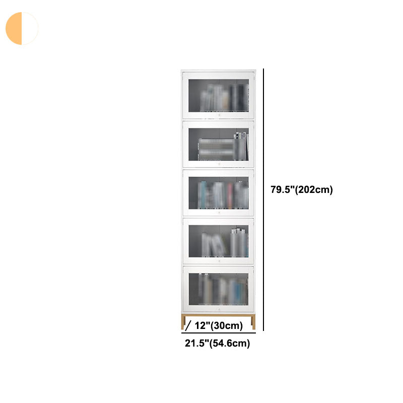 Glam Closed Back Standard Bookcase Manufactured Wood Bookcase with Glass Doors Clearhalo 'Bookcases' 'furn' 'furn_bookcases' 'Furniture' 'furniture_bookcases' 'kitchen' 'kitchen_bookcases' 'Living Room Furniture' 'Office Furniture' 4804151