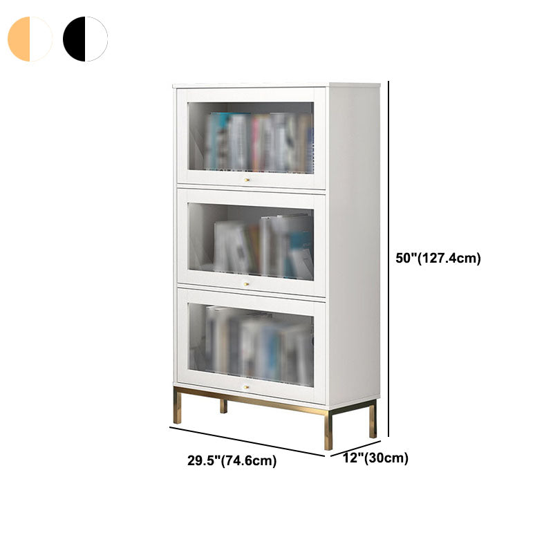 Glam Closed Back Standard Bookcase Manufactured Wood Bookcase with Glass Doors Clearhalo 'Bookcases' 'furn' 'furn_bookcases' 'Furniture' 'furniture_bookcases' 'kitchen' 'kitchen_bookcases' 'Living Room Furniture' 'Office Furniture' 4804152