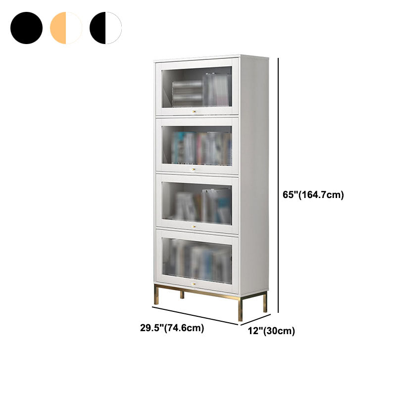 Glam Closed Back Standard Bookcase Manufactured Wood Bookcase with Glass Doors Clearhalo 'Bookcases' 'furn' 'furn_bookcases' 'Furniture' 'furniture_bookcases' 'kitchen' 'kitchen_bookcases' 'Living Room Furniture' 'Office Furniture' 4804153