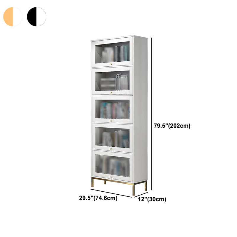 Glam Closed Back Standard Bookcase Manufactured Wood Bookcase with Glass Doors Clearhalo 'Bookcases' 'furn' 'furn_bookcases' 'Furniture' 'furniture_bookcases' 'kitchen' 'kitchen_bookcases' 'Living Room Furniture' 'Office Furniture' 4804154