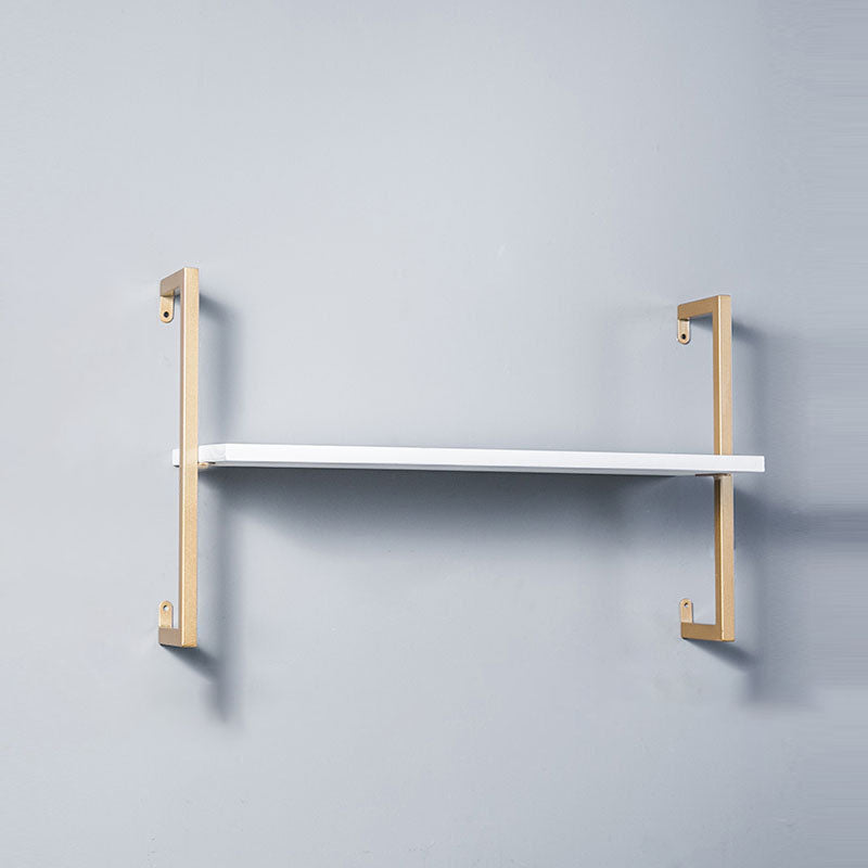 Industrial Wall Unit Bookshelf Metal Frame Solid Wood Shelf Bookshelf Gold-White Clearhalo 'Bookcases' 'Furniture' 'furniture_bookcases' 'kitchen' 'kitchen_bookcases' 'Living Room Furniture' 'Office Furniture' 4804156