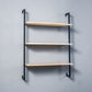 Industrial Wall Unit Bookshelf Metal Frame Solid Wood Shelf Bookshelf Black-Wood Clearhalo 'Bookcases' 'Furniture' 'furniture_bookcases' 'kitchen' 'kitchen_bookcases' 'Living Room Furniture' 'Office Furniture' 4804167