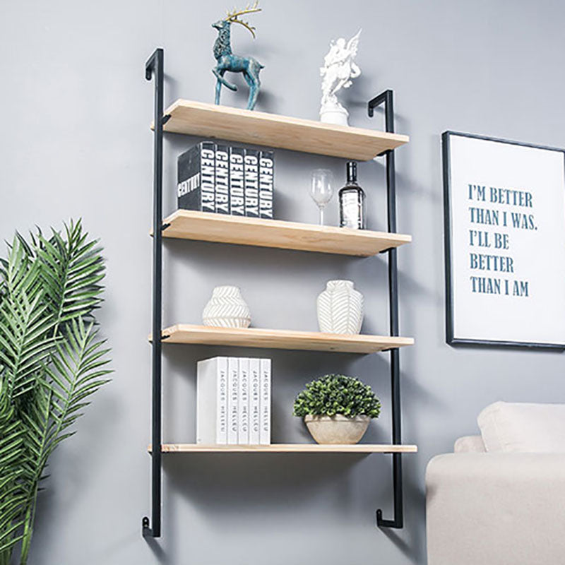 Industrial Wall Unit Bookshelf Metal Frame Solid Wood Shelf Bookshelf Clearhalo 'Bookcases' 'Furniture' 'furniture_bookcases' 'kitchen' 'kitchen_bookcases' 'Living Room Furniture' 'Office Furniture' 4804173