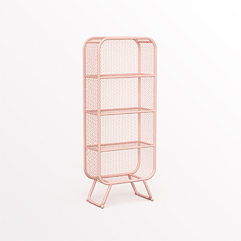 Glam Iron Standard Bookshelf Vertical Closed Back Bookshelf for Home 23.6"L x 11.8"W x 59.1"H Pink Clearhalo 'Bookcases' 'furn' 'furn_bookcases' 'Furniture' 'furniture_bookcases' 'kitchen' 'kitchen_bookcases' 'Living Room Furniture' 'Office Furniture' 4804192