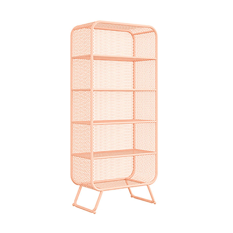 Glam Iron Standard Bookshelf Vertical Closed Back Bookshelf for Home 31"L x 16"W x 71"H Pink Clearhalo 'Bookcases' 'furn' 'furn_bookcases' 'Furniture' 'furniture_bookcases' 'kitchen' 'kitchen_bookcases' 'Living Room Furniture' 'Office Furniture' 4804195