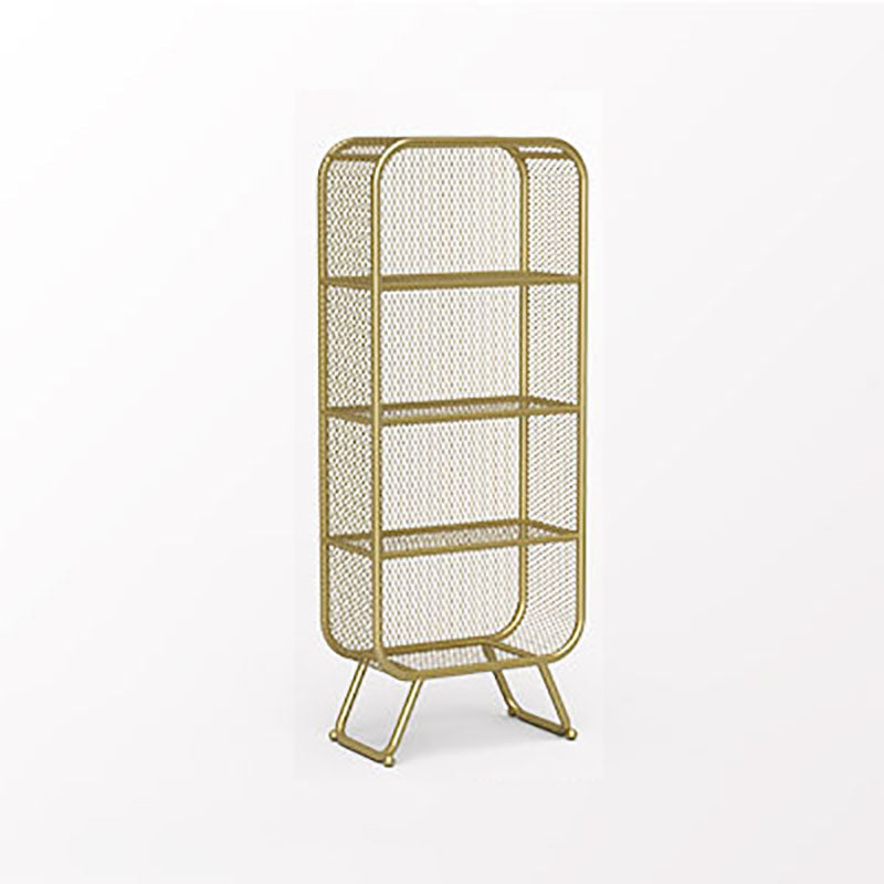 Glam Iron Standard Bookshelf Vertical Closed Back Bookshelf for Home 23.6"L x 11.8"W x 59.1"H Gold Clearhalo 'Bookcases' 'furn' 'furn_bookcases' 'Furniture' 'furniture_bookcases' 'kitchen' 'kitchen_bookcases' 'Living Room Furniture' 'Office Furniture' 4804212