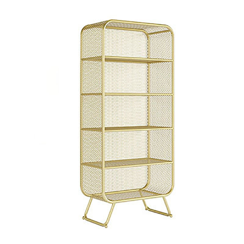 Glam Iron Standard Bookshelf Vertical Closed Back Bookshelf for Home 31"L x 16"W x 71"H Gold Clearhalo 'Bookcases' 'furn' 'furn_bookcases' 'Furniture' 'furniture_bookcases' 'kitchen' 'kitchen_bookcases' 'Living Room Furniture' 'Office Furniture' 4804214