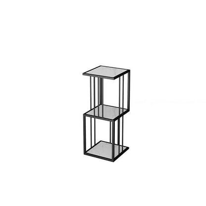 Open Vertical Etagere Bookshelf Industrial Iron Frame Manufactured Wood Shelf Bookshelf 13.8"L x 13.8"W x 35.4"H White-Black Clearhalo 'Bookcases' 'furn' 'furn_bookcases' 'Furniture' 'furniture_bookcases' 'kitchen' 'kitchen_bookcases' 'Living Room Furniture' 'Office Furniture' 4804237