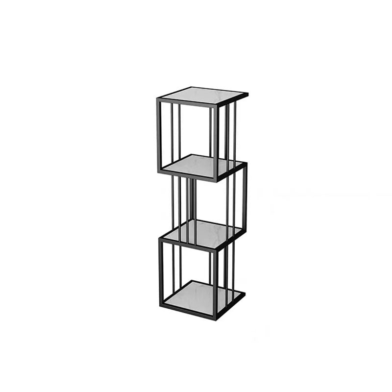 Open Vertical Etagere Bookshelf Industrial Iron Frame Manufactured Wood Shelf Bookshelf 14"L x 14"W x 47"H White-Black Clearhalo 'Bookcases' 'furn' 'furn_bookcases' 'Furniture' 'furniture_bookcases' 'kitchen' 'kitchen_bookcases' 'Living Room Furniture' 'Office Furniture' 4804238