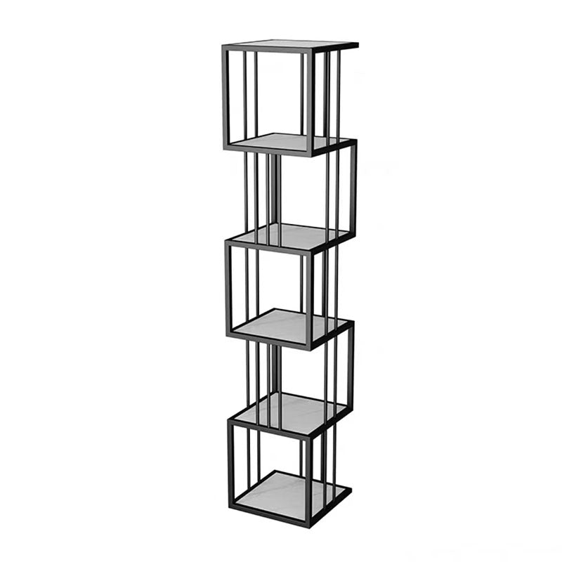 Open Vertical Etagere Bookshelf Industrial Iron Frame Manufactured Wood Shelf Bookshelf 13.8"L x 13.8"W x 70.9"H White-Black Clearhalo 'Bookcases' 'furn' 'furn_bookcases' 'Furniture' 'furniture_bookcases' 'kitchen' 'kitchen_bookcases' 'Living Room Furniture' 'Office Furniture' 4804242