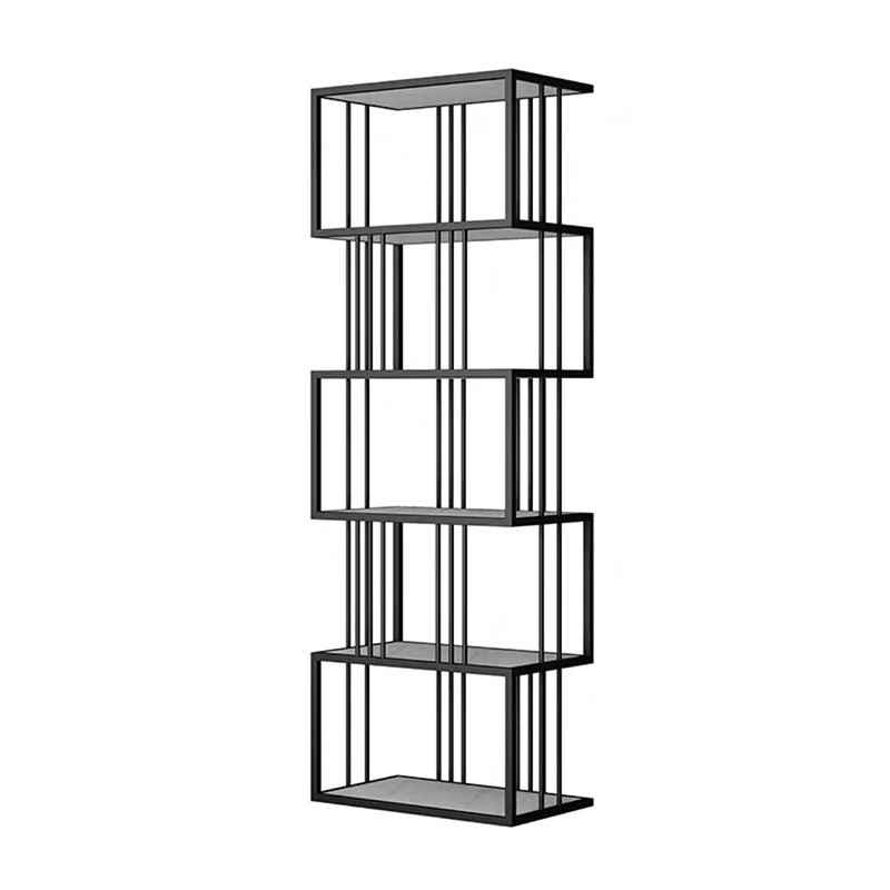 Open Vertical Etagere Bookshelf Industrial Iron Frame Manufactured Wood Shelf Bookshelf 35.4"L x 11.8"W x 70.9"H White-Black Clearhalo 'Bookcases' 'furn' 'furn_bookcases' 'Furniture' 'furniture_bookcases' 'kitchen' 'kitchen_bookcases' 'Living Room Furniture' 'Office Furniture' 4804244