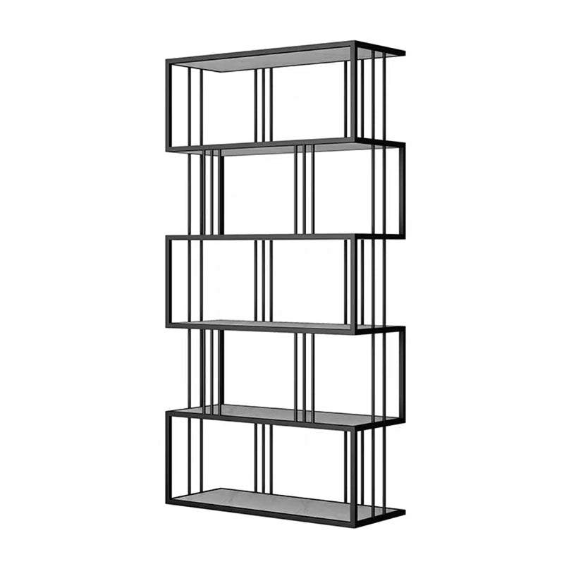 Open Vertical Etagere Bookshelf Industrial Iron Frame Manufactured Wood Shelf Bookshelf 23.6"L x 11.8"W x 70.9"H White-Black Clearhalo 'Bookcases' 'furn' 'furn_bookcases' 'Furniture' 'furniture_bookcases' 'kitchen' 'kitchen_bookcases' 'Living Room Furniture' 'Office Furniture' 4804247