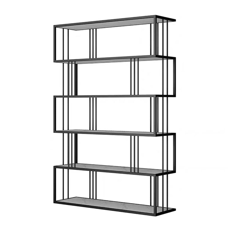 Open Vertical Etagere Bookshelf Industrial Iron Frame Manufactured Wood Shelf Bookshelf 47.2"L x 11.8"W x 70.9"H White-Black Clearhalo 'Bookcases' 'furn' 'furn_bookcases' 'Furniture' 'furniture_bookcases' 'kitchen' 'kitchen_bookcases' 'Living Room Furniture' 'Office Furniture' 4804248