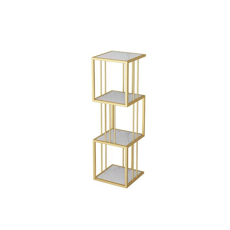 Open Vertical Etagere Bookshelf Industrial Iron Frame Manufactured Wood Shelf Bookshelf 14"L x 14"W x 47"H White-Gold Clearhalo 'Bookcases' 'furn' 'furn_bookcases' 'Furniture' 'furniture_bookcases' 'kitchen' 'kitchen_bookcases' 'Living Room Furniture' 'Office Furniture' 4804253