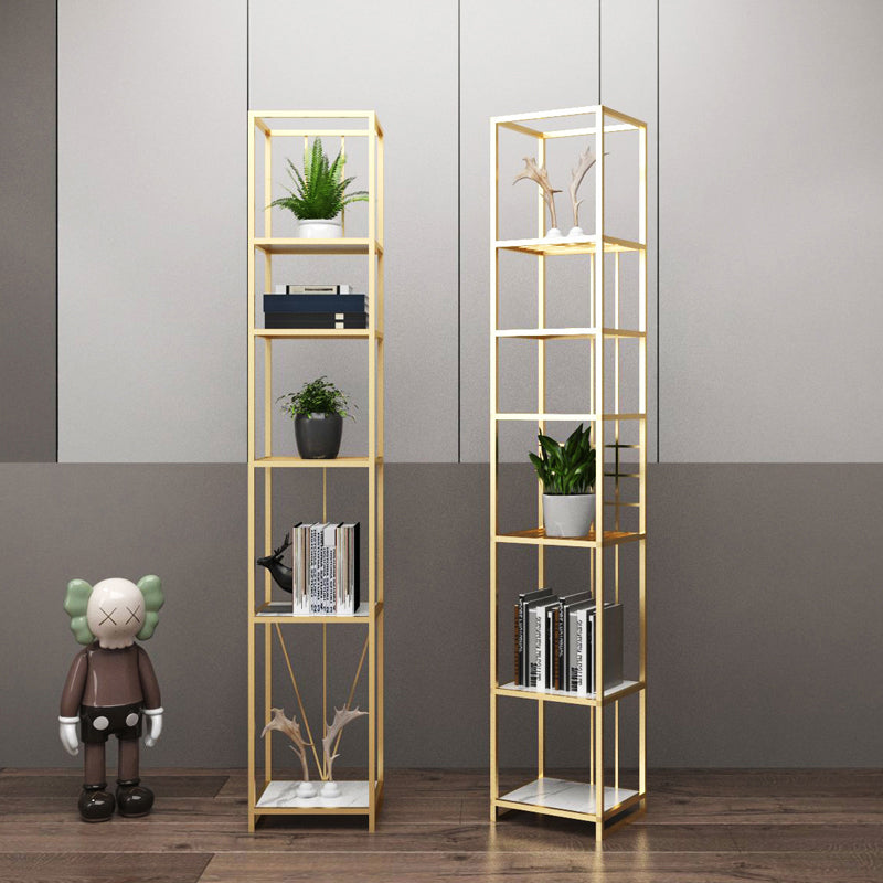 Industrial Vertical Open Etagere Bookshelf Iron Frame Manufactured Wood Shelf Bookshelf Clearhalo 'Bookcases' 'furn' 'furn_bookcases' 'Furniture' 'furniture_bookcases' 'kitchen' 'kitchen_bookcases' 'Living Room Furniture' 'Office Furniture' 4804343