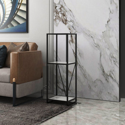 Industrial Vertical Open Etagere Bookshelf Iron Frame Manufactured Wood Shelf Bookshelf 14"L x 12"W x 35"H Black Clearhalo 'Bookcases' 'furn' 'furn_bookcases' 'Furniture' 'furniture_bookcases' 'kitchen' 'kitchen_bookcases' 'Living Room Furniture' 'Office Furniture' 4804344