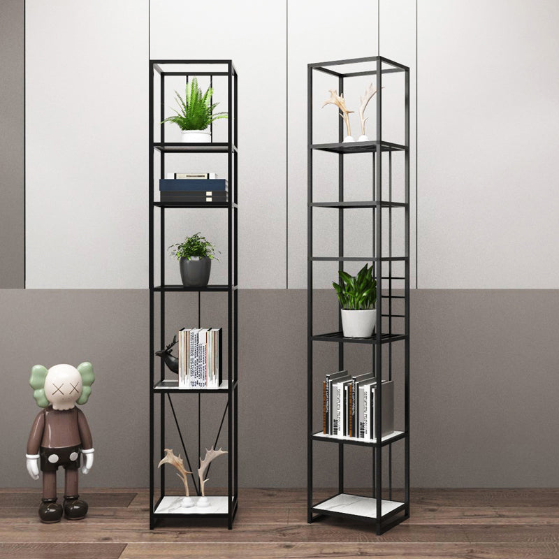 Industrial Vertical Open Etagere Bookshelf Iron Frame Manufactured Wood Shelf Bookshelf Clearhalo 'Bookcases' 'furn' 'furn_bookcases' 'Furniture' 'furniture_bookcases' 'kitchen' 'kitchen_bookcases' 'Living Room Furniture' 'Office Furniture' 4804350