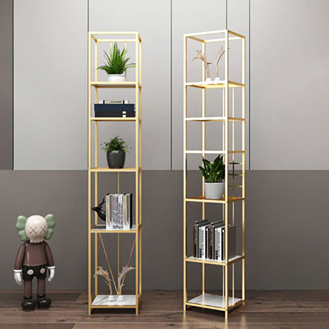 Industrial Vertical Open Etagere Bookshelf Iron Frame Manufactured Wood Shelf Bookshelf Clearhalo 'Bookcases' 'furn' 'furn_bookcases' 'Furniture' 'furniture_bookcases' 'kitchen' 'kitchen_bookcases' 'Living Room Furniture' 'Office Furniture' 4804354