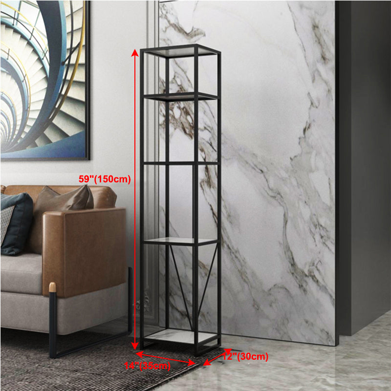 Industrial Vertical Open Etagere Bookshelf Iron Frame Manufactured Wood Shelf Bookshelf Clearhalo 'Bookcases' 'furn' 'furn_bookcases' 'Furniture' 'furniture_bookcases' 'kitchen' 'kitchen_bookcases' 'Living Room Furniture' 'Office Furniture' 4804360